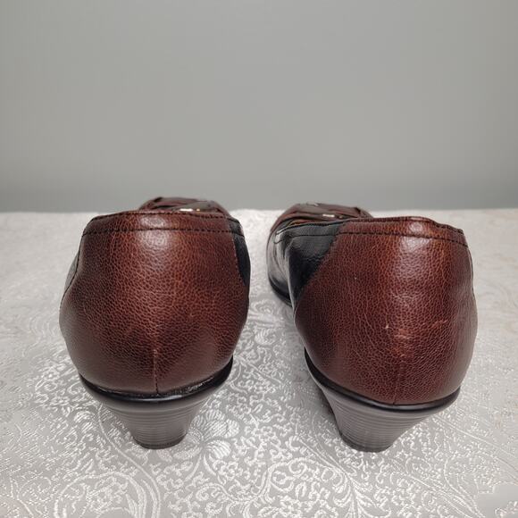 Softspots Black Heels Women's Size 11 M Leather Comfort Neutral Low Buckle Soft - Picture 8 of 9